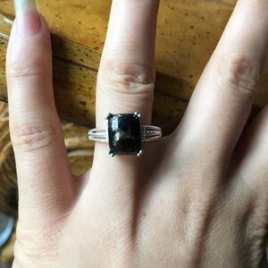 Silver Shungite Matrix Sterling Silver Ring